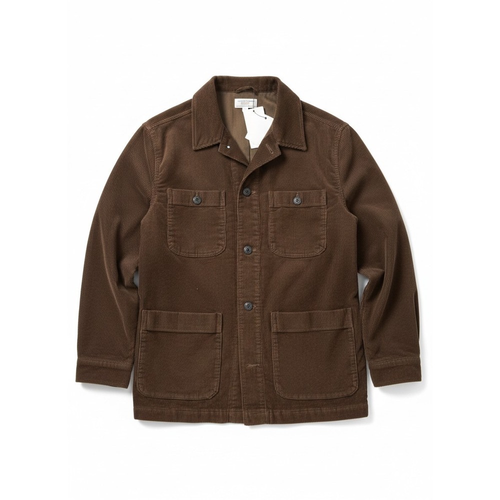 Wallace & Barnes Jacket Men XL Brown Corduroy Chore Utility Button Workwear Coat